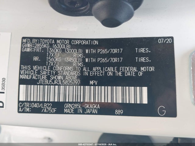 JTEBU5JR3L5825797 Toyota 1gr-fe