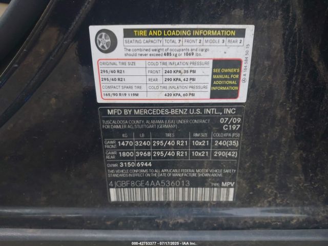 2010 MERCEDES-BENZ GL 550 4JGBF8GE4AA536013 Photo 8