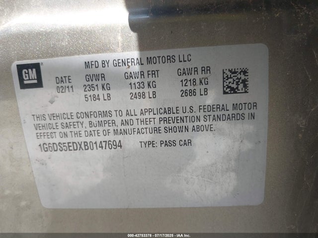 2011 CADILLAC CTS 1G6DS5EDXB0147694 Photo 8