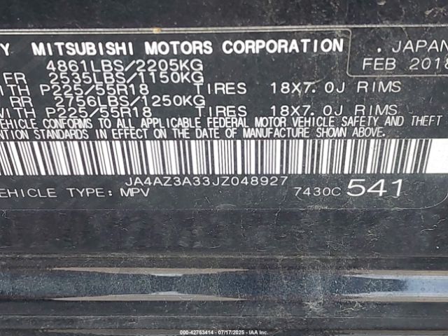 2018 MITSUBISHI OUTLANDER JA4AZ3A33JZ048927 Photo 8