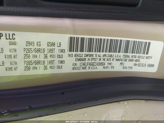 Jeep 2014 2014 1C4RJFAG6EC430964 Image 9