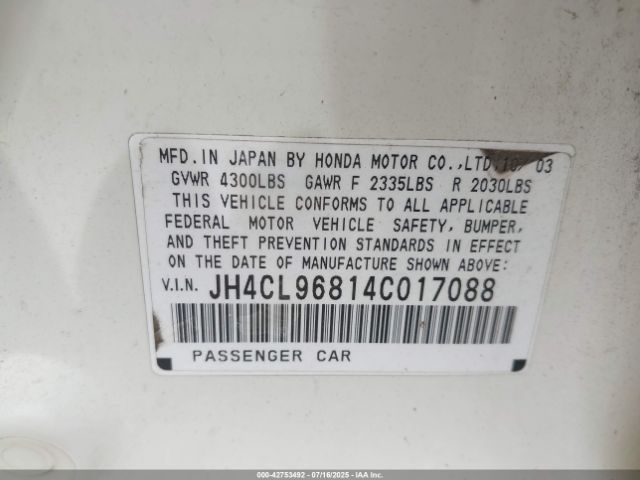 2004 ACURA TSX JH4CL96814C017088 Photo 8