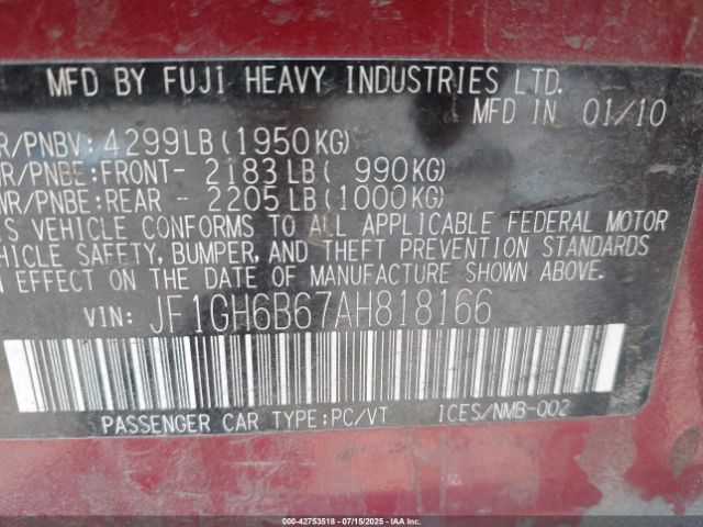 2010 SUBARU IMPREZA JF1GH6B67AH818166 Photo 8
