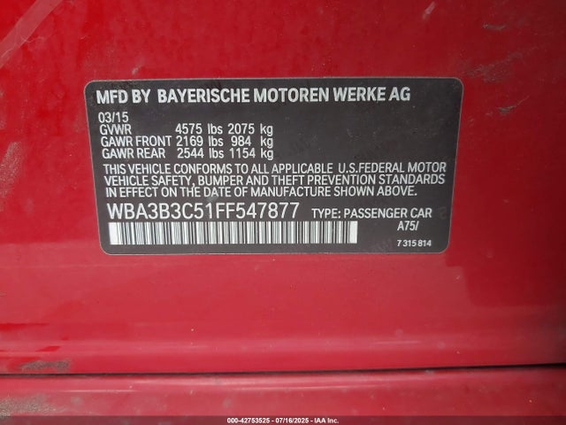 Продаж на аукціоні авто 2015 Bmw 328i Xdrive, vin: WBA3B3C51FF547877, номер лоту: 42753525