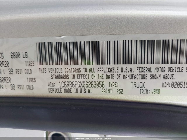 1C6RR6FGXGS263056 RAM 1500