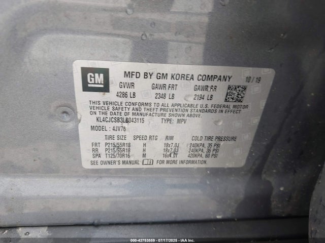Buick luv: mfi, variable valve timing, alum, e85 max 2020 KL4CJCSB3LB043115 Image 9