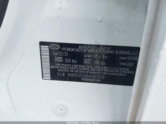 5NPEJ4J28NH137370 Hyundai t-gdi gamma ii