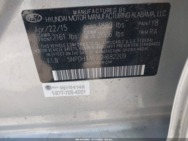 Hyundai dohc mpi nu 2016 5NPDH4AE2GH682209 Image 9