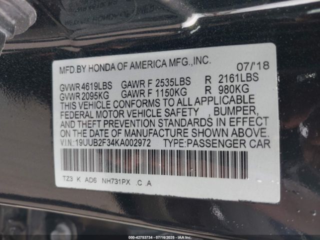 2019 ACURA TLX 19UUB2F34KA002972 Photo 8