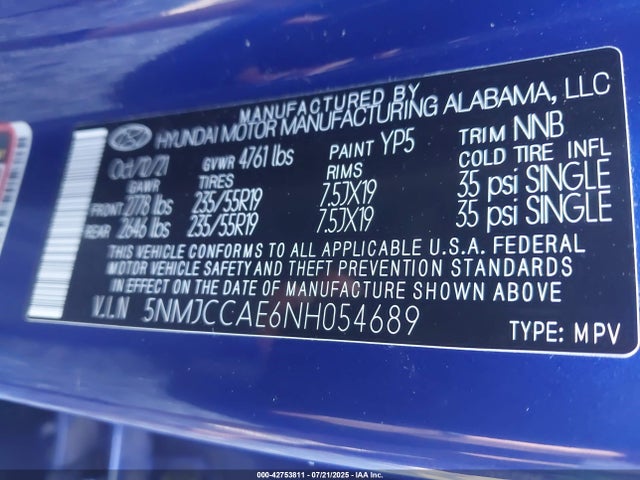 2022 HYUNDAI TUCSON 5NMJCCAE6NH054689 Photo 8