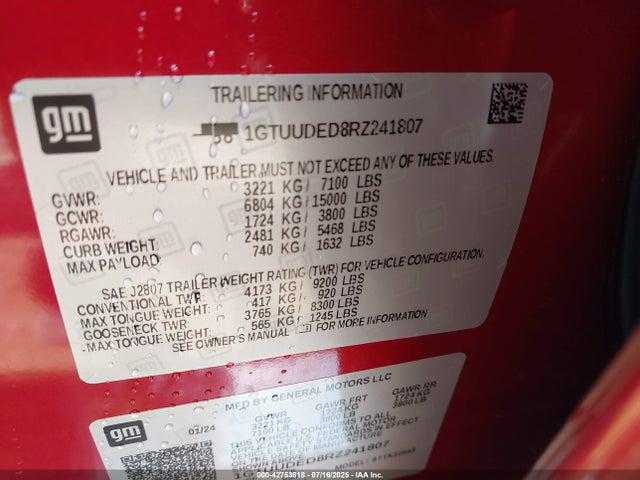 1GTUUDED8RZ241807 GMC l84