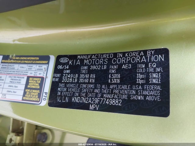 KIA dohc gdi gamma 2015 KNDJN2A29F7749882 Image 9