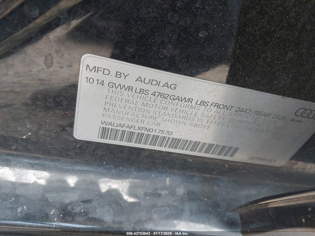 2015 AUDI A4 WAUAFAFLXFN017570 Photo 8