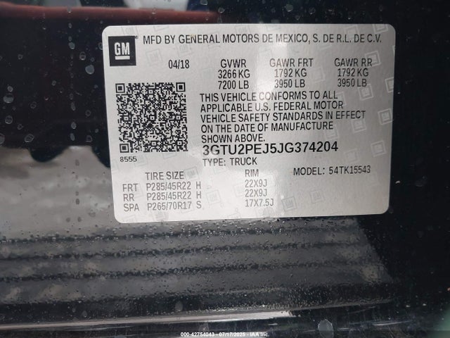 3GTU2PEJ5JG374204 GMC l86 - sidi: spark ignited direct injection, vvt: variable valve timing, afm, e85 max, alum