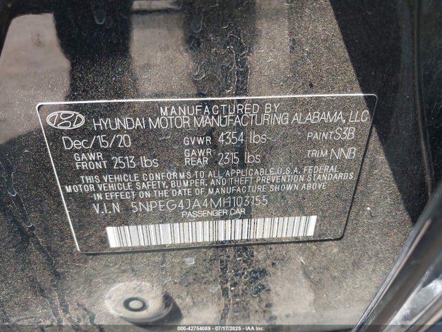 Hyundai gdi theta iii 2021 5NPEG4JA4MH103155 Image 9