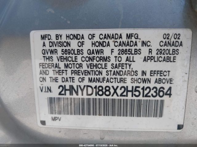 2002 ACURA MDX 2HNYD188X2H512364 Photo 8