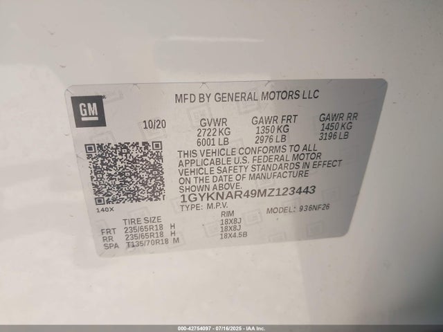 2021 CADILLAC XT5 1GYKNAR49MZ123443 Photo 8