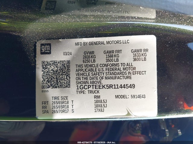 1GCPTEEK5R1144549 Chevrolet l3b
