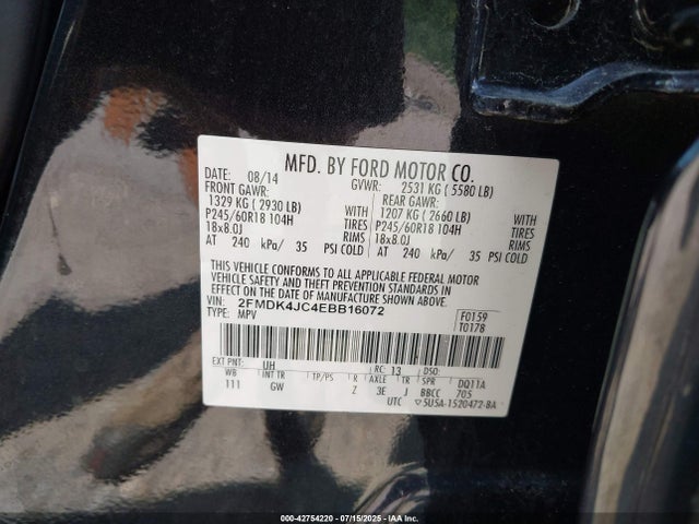 Ford 2014 2014 2FMDK4JC4EBB16072 Image 9