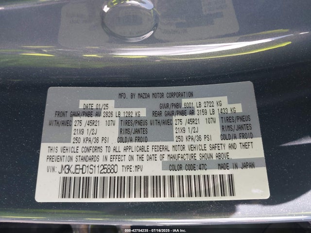 JM3KJEHD1S1125880 Mazda h3 standard power