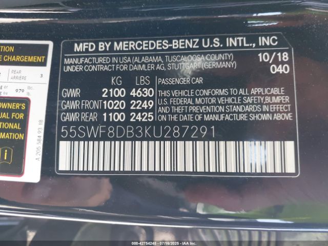 2019 MERCEDES-BENZ C 300 55SWF8DB3KU287291 Photo 8