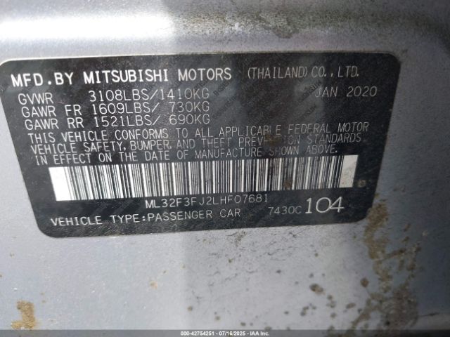 2020 MITSUBISHI MIRAGE G4 ML32F3FJ2LHF07681 Photo 8