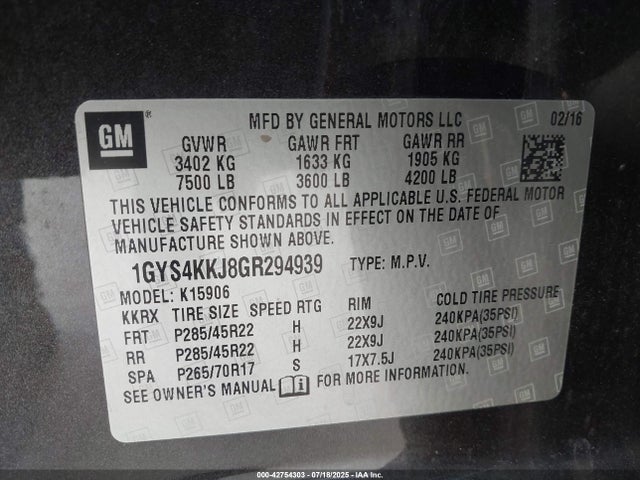 2016 CADILLAC ESCALADE ESV 1GYS4KKJ8GR294939 Photo 8