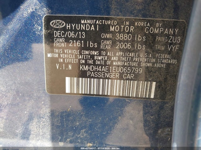KMHDH4AE1EU065799 Hyundai dohc mpi nu