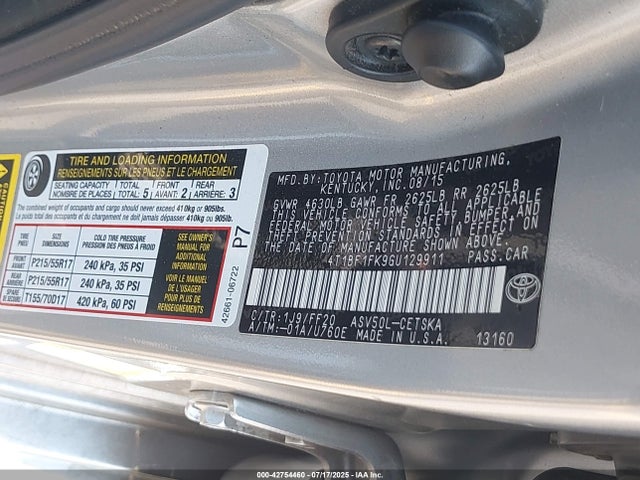 4T1BF1FK9GU129911 Toyota 2ar-fe
