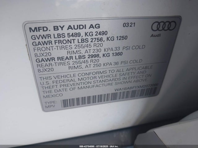 2021 AUDI Q5 WA1BABFYXM2073086 Photo 8