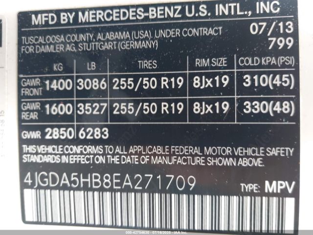 2014 MERCEDES-BENZ ML 350 4JGDA5HB8EA271709 Photo 8