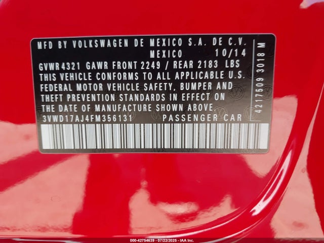 3VWD17AJ4FM356131 Volkswagen 1.8t