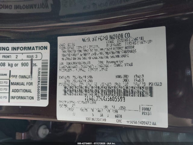 Lincoln 3.7l tivct 2018 1LN6L9TK4J5605593 Image 9