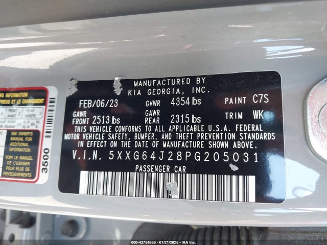5XXG64J28PG205031 KIA t-gdi gamma ii