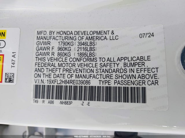 19XFL2H84RE039086 Honda k20c2