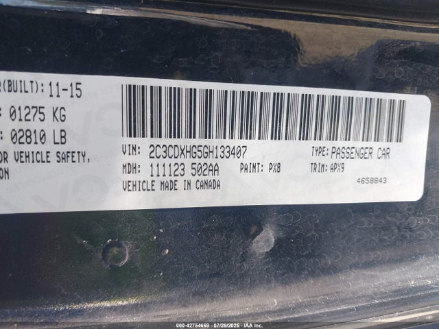 2C3CDXHG5GH133407 Dodge 2016