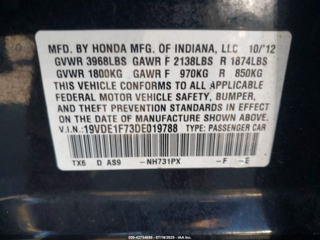 2013 ACURA ILX 19VDE1F73DE019788 Photo 8