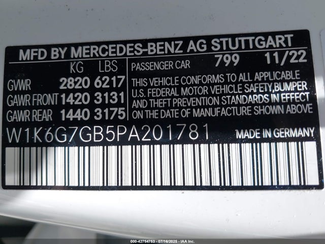 W1K6G7GB5PA201781 Mercedes-Benz m176