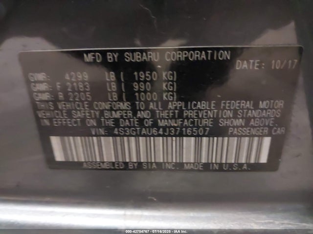 4S3GTAU64J3716507 Subaru Impreza
