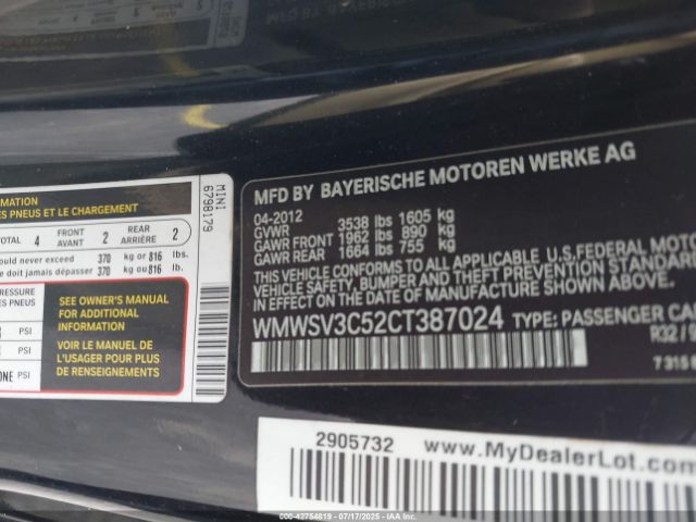2012 MINI COOPER S WMWSV3C52CT387024 Photo 8