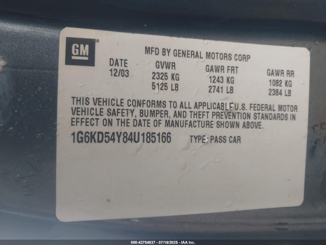 2004 CADILLAC DEVILLE 1G6KD54Y84U185166 Photo 8
