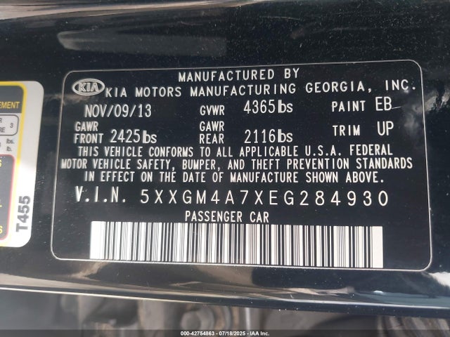 5XXGM4A7XEG284930 KIA dohc gdi theta ii