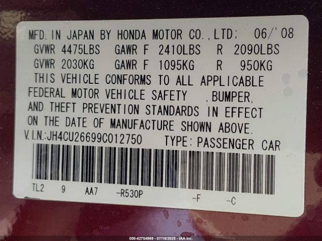 2009 ACURA TSX JH4CU26699C012750 Photo 8
