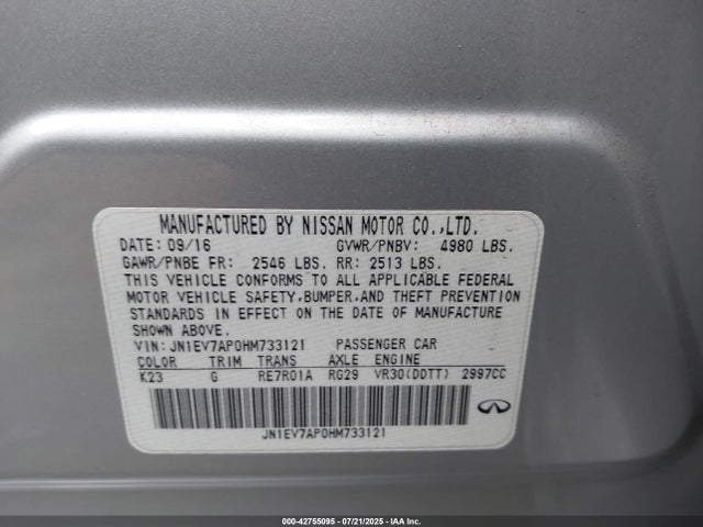 JN1EV7AP0HM733121 Infiniti Q50