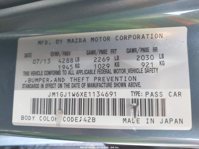 JM1GJ1W6XE1134691 Mazda py