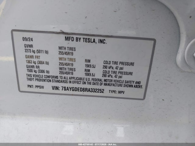 Tesla 2024 2024 7SAYGDED8RA332252 Image 9