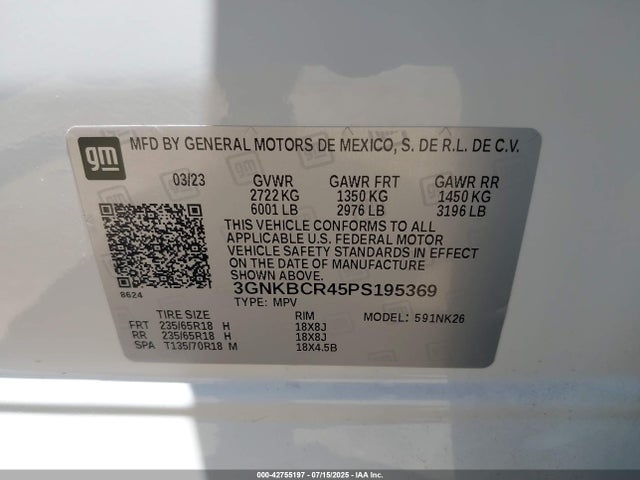 3GNKBCR45PS195369 Chevrolet lsy