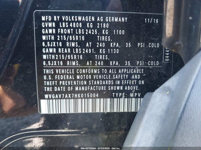 Volkswagen 2.0 tsi 2017 WVGAV7AX7HK015004 Image 9