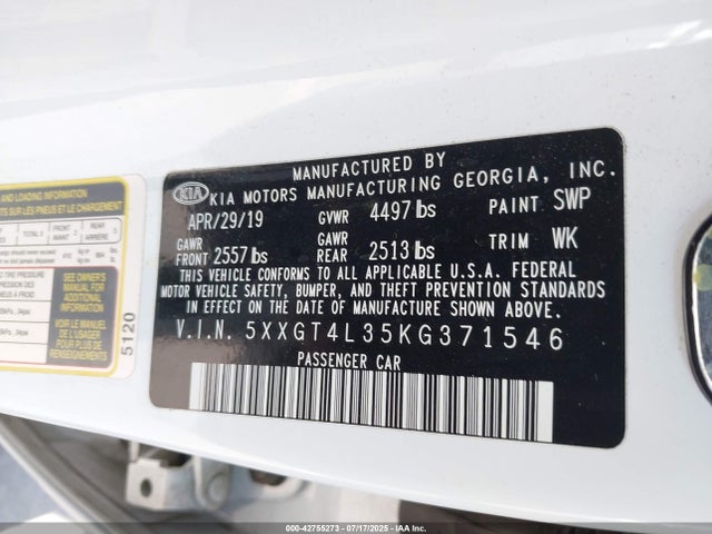 5XXGT4L35KG371546 KIA gdi