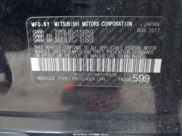 2017 MITSUBISHI LANCER JA32U2FU3HU016036 Photo 8